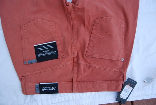 Neu mit Etikett Burnt Orange 7 FOR ALL MANKIND Tapered Straight Leg Satin Hose Jeans 28 - Bild 6 von 7