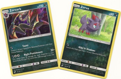 RARE ZOROARK (#91 Holo) & ZORUA (#90 Rev Holo) TEAM UP Pokemon - NM/MINT