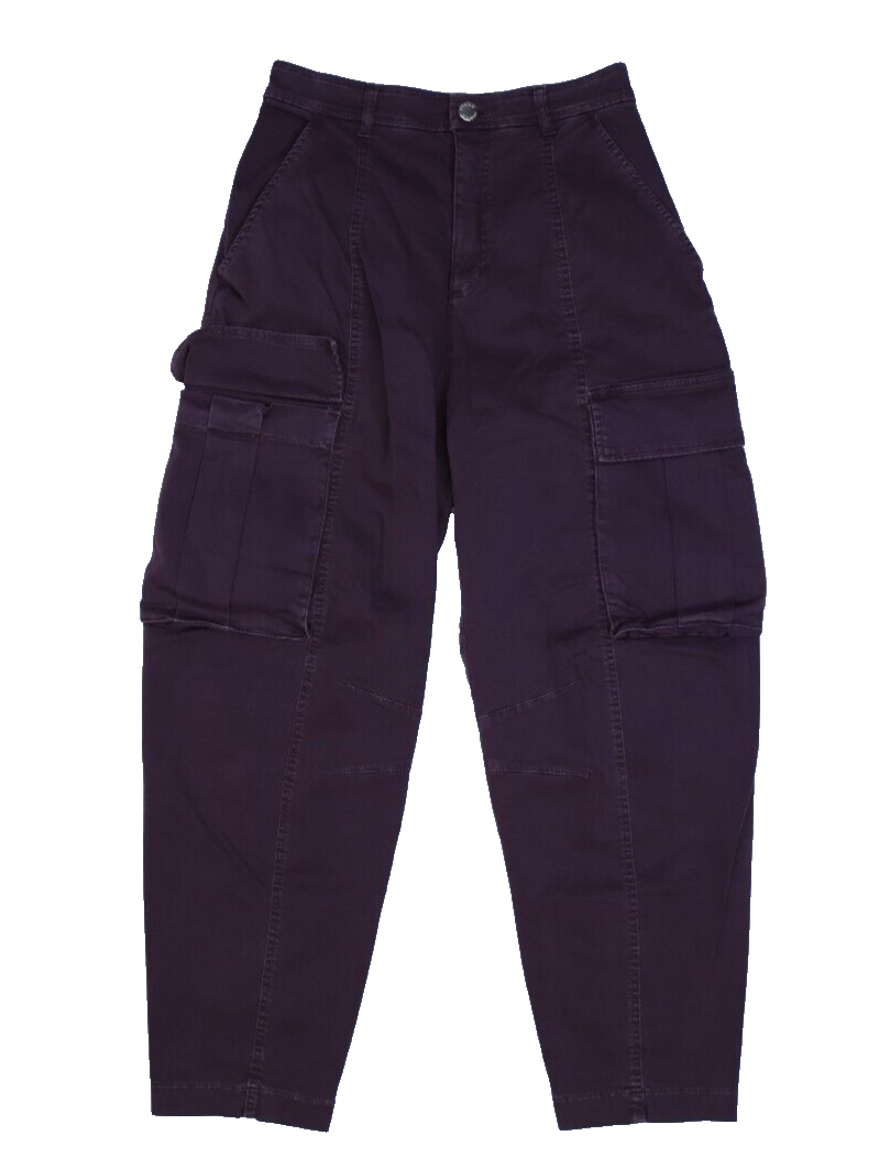 Pinko Cargo Pants Plum Dark Purple Stretch Large Pocket Straight