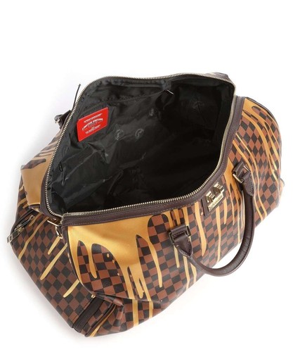 Sprayground Shark In Paris Paint Drip Duffle Monogram Checkered Travel Bag D4353 - Picture 5 of 6