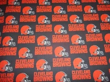 CLEVELAND BROWNS NFL DESIGN 100% COTTON 1/2 YARD PIECE TEAM COLORS BRAND NEW