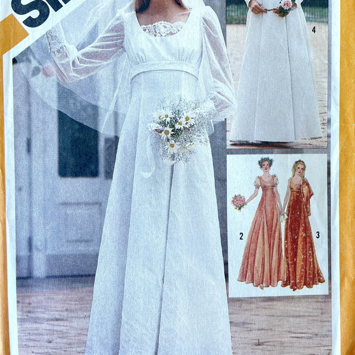 empire waist formal dress pattern 70s Empire Waist Prairie Dress, Bust 34 (87 cm) or 38 (97 cm), Style 1004,  Vintage Sewing Pattern Reproduction main image 0
