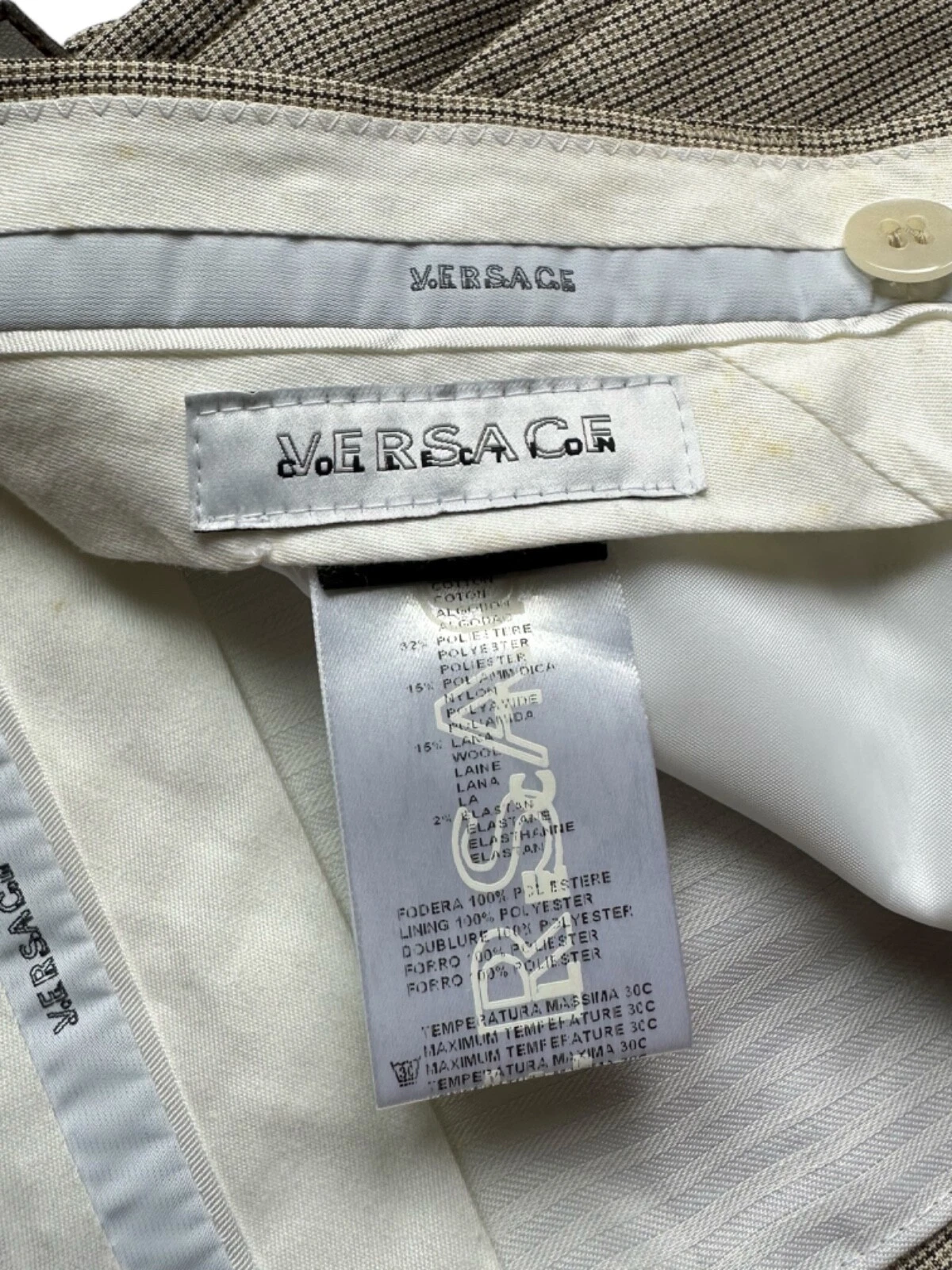 Pantalone uomo Versace mini check lana 48 32