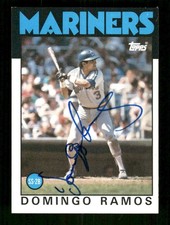 1986 Topps 462 Domingo Ramos signed auto autograph  tough blue sharpie ASC BXCP5