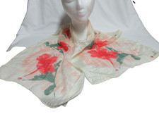 VTG Vera Neumann Scarf Multicolor Peach Floral 42" Hand Rolled VERASHEER JAPAN