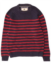 Fat Face Mens Crew Neck Jumper Sweater Small Navy Blue Striped Cotton DW04