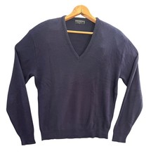 Vintage Continental V Neck Long Sleeve Sweater Navy Blue Mens Size L Made in USA