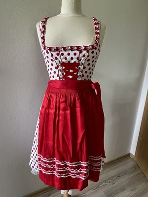 Spieth & Wensky Dirndl Weiß Rote Punkte 34 eher 36 