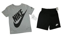Nike Boys Outfit Set Athletic Shorts T-Shirt Dri-Fit Black Gray 3 4 5 6 NWT