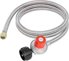 GASPRO 0-20 PSI Adjustable Propane Regulator with Braided Hose, High... 