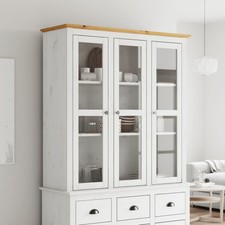 Vitrinenschrank mit Glastüren Vitrine Kommode Highboard Massivholz Kiefer vidaXL