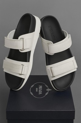 PRADA Monolith Rubber Sandals White Unisex Size US 9.5  UK 8.5