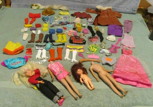 Large Lot Of Barbie/Skipper/Kelly Dolls/Clothes/Boots/Accessories~Vtg+ Clothes