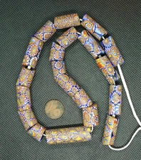Perles MILLEFIORI Verre Murano Collier Bijou Ancien Afrique Venetian Glass Beads