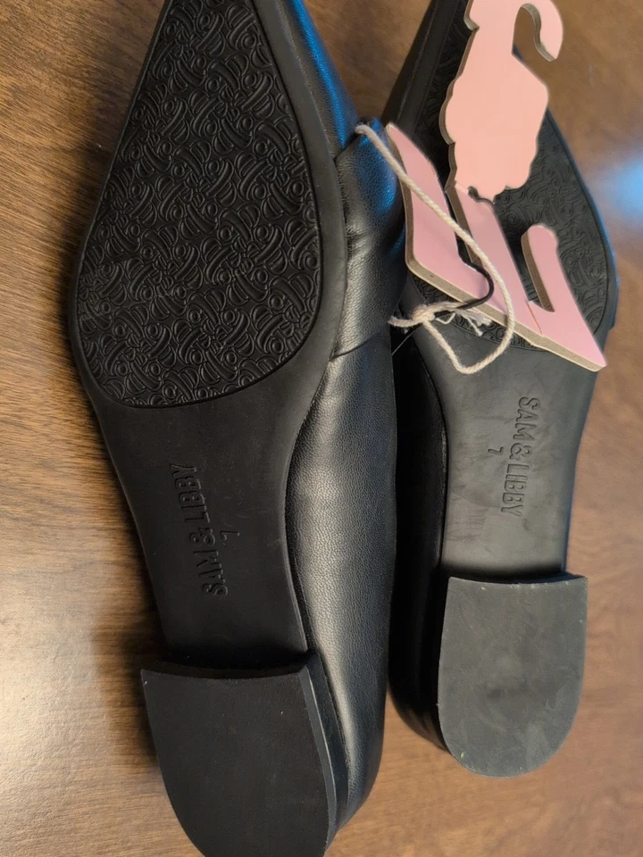 Sam & Libby Mujer Laurena Punta Anudada Ballet Pisos Negros Talla 7.5 ¡Nuevo! Foto 4 de 4