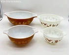 Vintage Pyrex Early American 4 Pc Cinderella Mixing Bowl Set 441 442 443 444