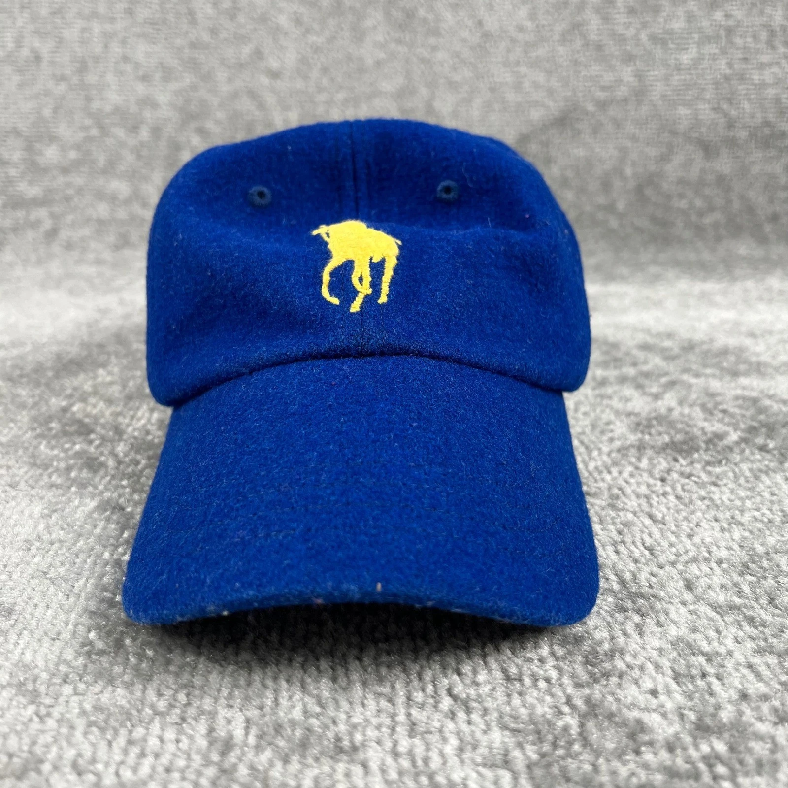 Vintage Polo Ralph Lauren Wool Blend Baseball Cap Blue Pony Leather Strap OS