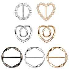 7PCS Premium Scarf Ring Clip, Cute T-Shirt Clips for Women Clothing, 4 Different