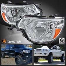 Fits 2012-2015 Toyota Tacoma Pickup Chrome Headlights Amber Corner Headlamp Pair Fits 2012-2015 Toyota Tacoma Pickup Chrome Headlights Amber Corner Headlamp Pair