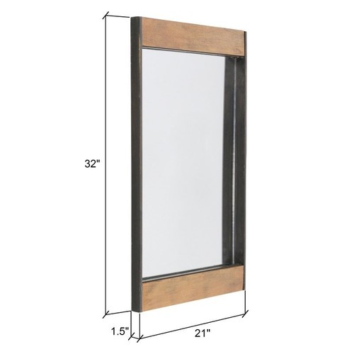Cliveden Wood & Metal Wall Mirror - 32"h x 21"w x 1.5"d Brown 32"h x 21"w x 1.5" - Picture 5 of 5