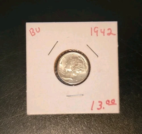 Uncirculated 1942 No Mint Mark Silver Mercury Dime