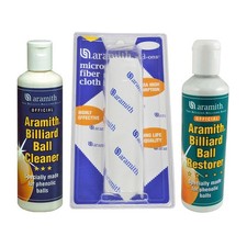 Aramith Billiard Pool Ball Cleaner, Restorer and Microfiber Cleaning Cloth Kit
