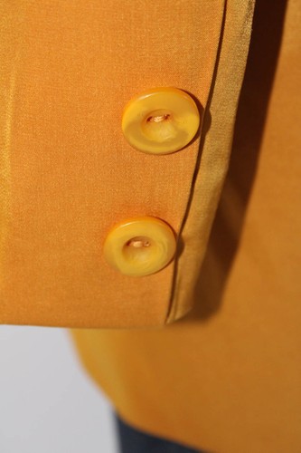 As by Df Womens Satin Peaked Lapel 2 Button Boyfriend Blazer Jacket Gold Size L - Picture 5 of 8