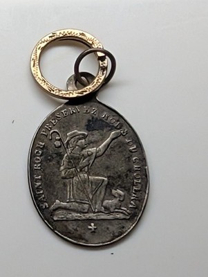 Antique French Pendant Saint Roch (Rocco) and Saint Hubert