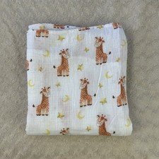 San Francisco Baby Giraffe Swaddle Blanket Moon Stars Yellow White Orange Bamboo