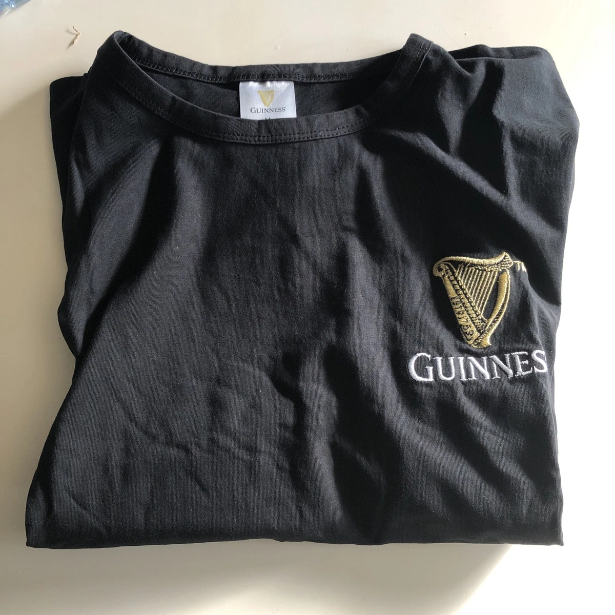 T-shirt Homme Guinness – Noir, Taille M, 100% Coton, Imprimé Bière, Très Bon état