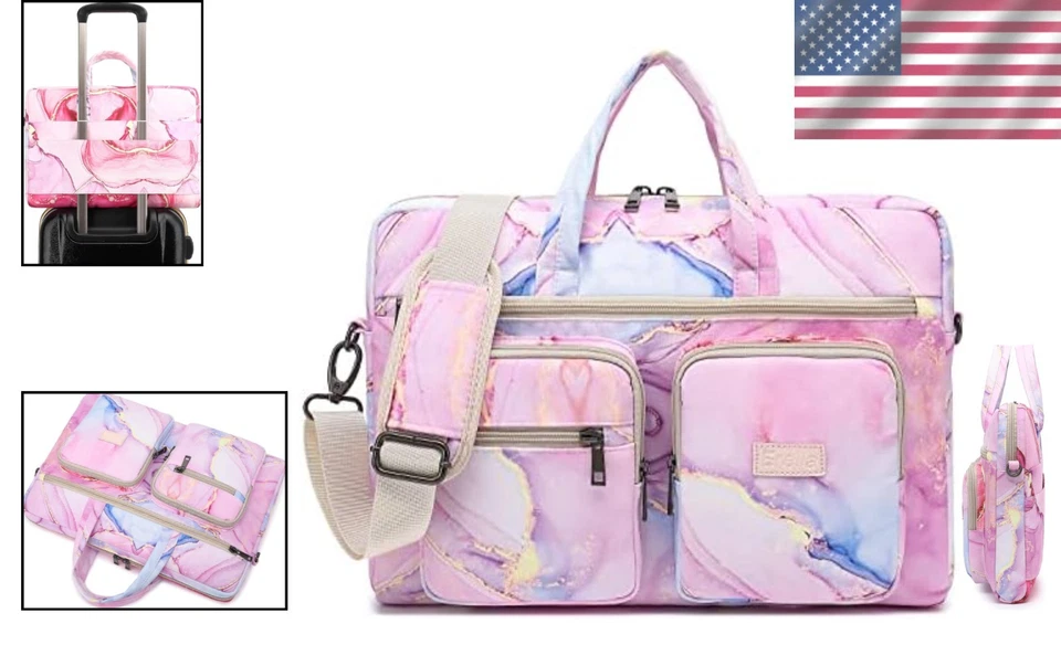 Розовый мрамор водонепроницаемый и ударопрочный ноутбук наплечная сумка для 14-16-дюймовых ноутбуков - Изображение 2 из 4