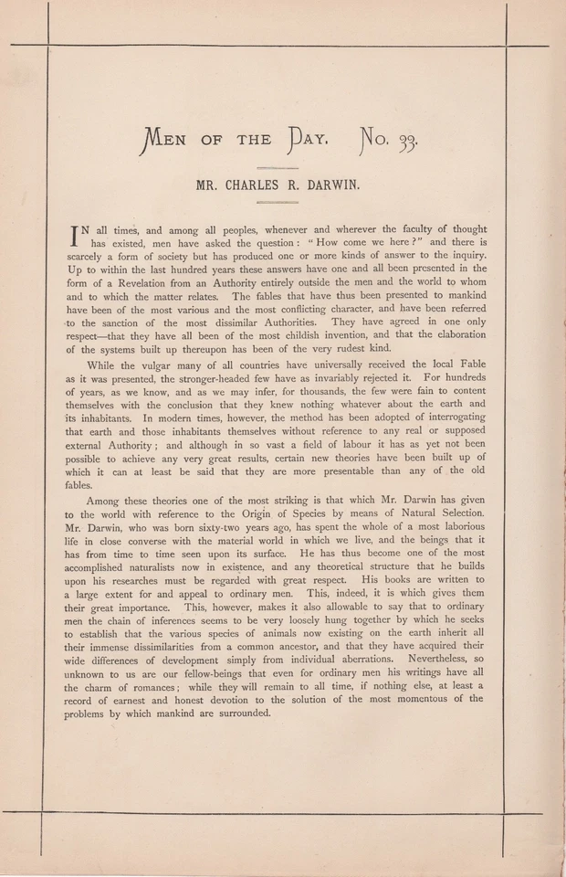 Antique Vanity Fair Dr's/Scientists lithograph of Charles Darwin, 1871. — 第 2/2 张图片
