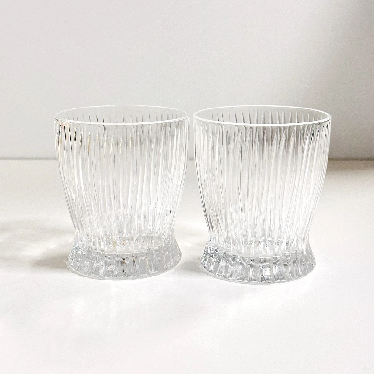 Riedel Crystal Ribbed Tumbler Glasses Pair Clear Fluted Drinking Glasses