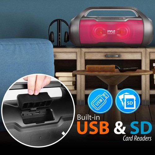 Pyle PBMWP185 500 W Portable Bluetooth Wireless BoomBox Speakers Stereo (2 Pack) - 第 4/9 張圖片
