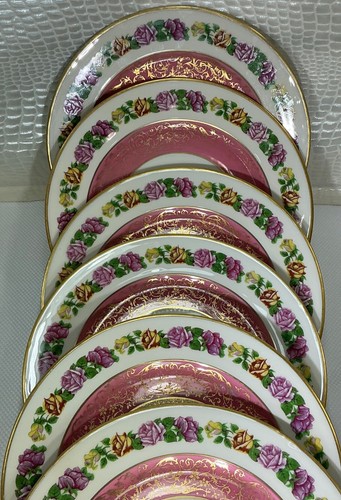 Limoges W.Guerin Porcelain 11” Set of 6 Chargers Dinner Plates 1891-1932 Antique