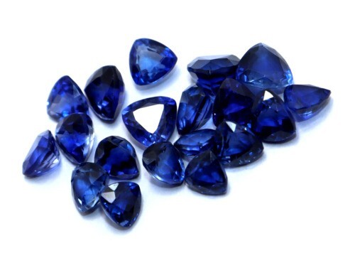 Lote de piedras preciosas sueltas certificadas corte billón 7-8 piezas zafiro azul natural 80 quilates - Imagen 2 de 10