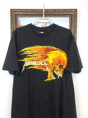 Vintage 90's 1994 Metallica Pushead Flaming Vampire Skull Shirt