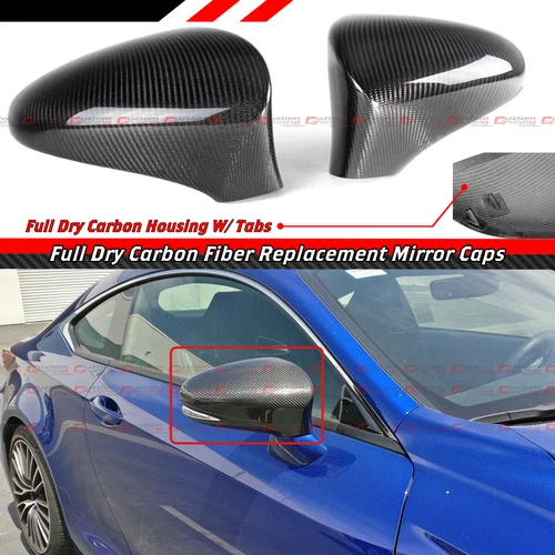 FOR 13-17 LEXUS RC/ES/IS/GS FULL DRY CARBON FIBER SIDE MIRROR REPLACEMENT COVER