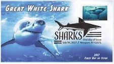 AO-5223-2, 2017, Sharks,  Add-on Cover, First Day Cover, Pictorial Postmark, Gre