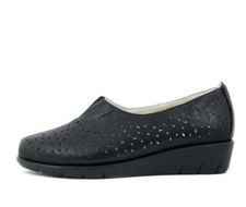Mocassini Donna 37 Mocassino Comfort Pelle Nero Neri Zeppa Bassa Antiscivolo