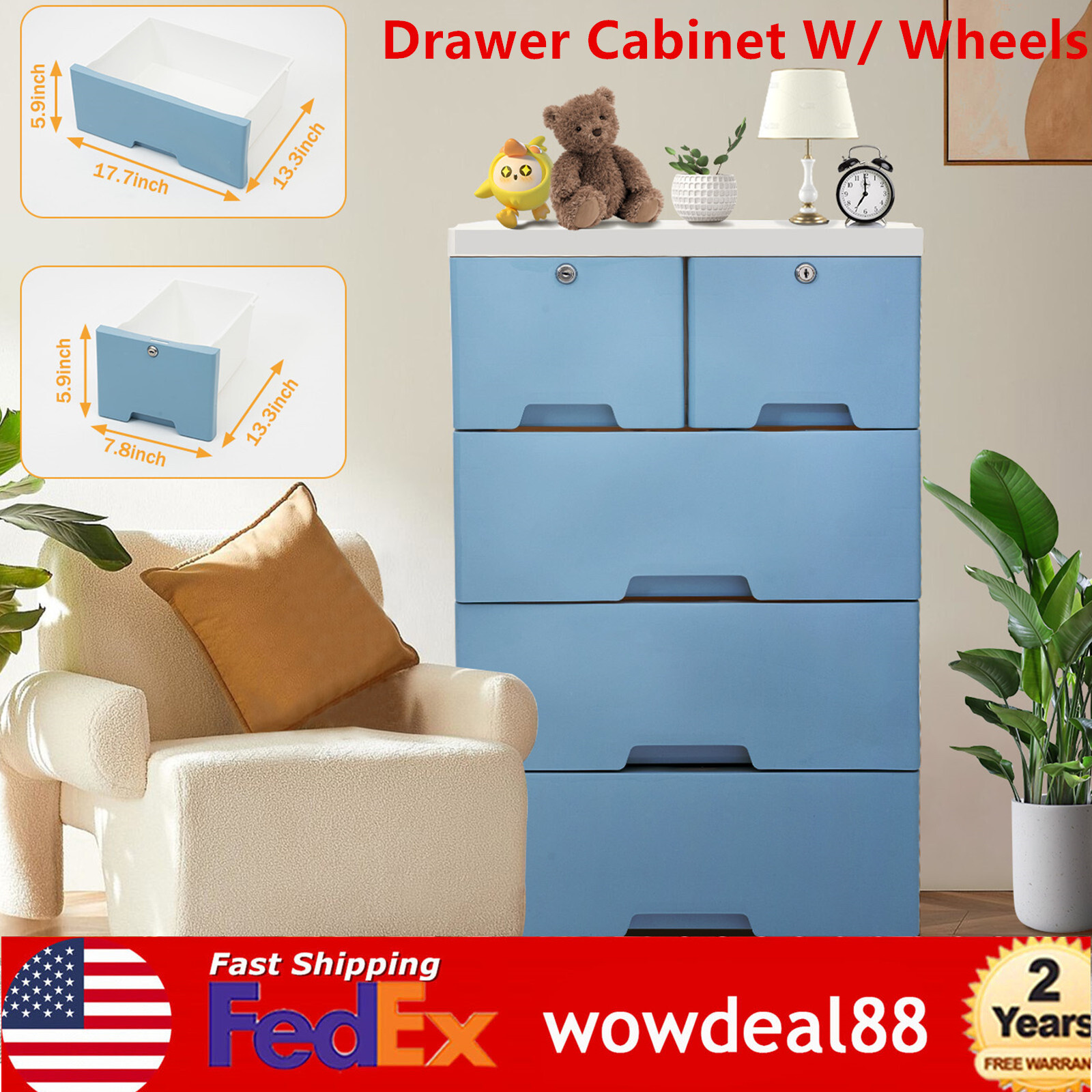 6-Drawer Dresser Chest Furniture Cabinet for Bedroom Storage and Organization US-image