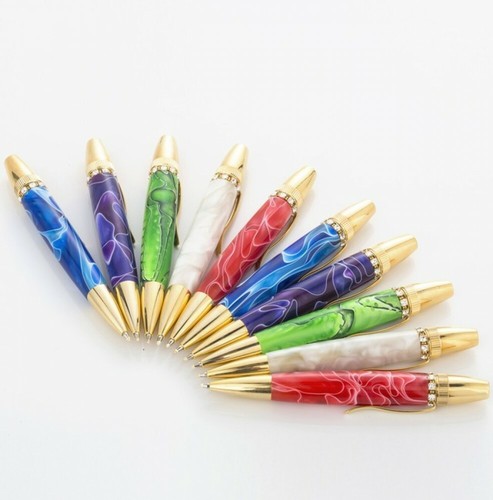 Gifu Swarovski Ring Top Acrylic Pen Japanese Ballpoint pen Purple Japan - Picture 4 of 9