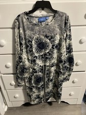 Simply Vera Women's Dress Grey Floral Mini Polyester Long Sleeve Size Small