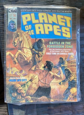 Planet of The Apes #2 1974 Comic Magazine Curtis Battle In The Forbidden Zone