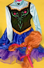 Disney Frozen Anna Deluxe Child Girls Halloween Costume and Anna wig
