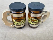 Vintage Amber Glass Stein Mugs Saltshakers Virgin Island, Magic Mountain (2 pk)