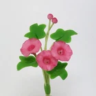 Pink Morning Glory Miniature Flower Dollhouse Handmade Clay Plant Home Accessory