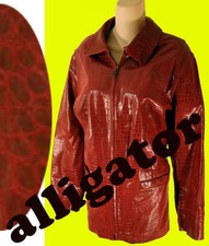 Red Snake Leather Jacket Alligator Blazer Rojo 20 20w Xxl Satin Xl  Animal Print