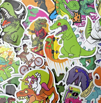 50 Piece Random Funny Dinosaur DIY Project Notebook Decal Sticker Pack