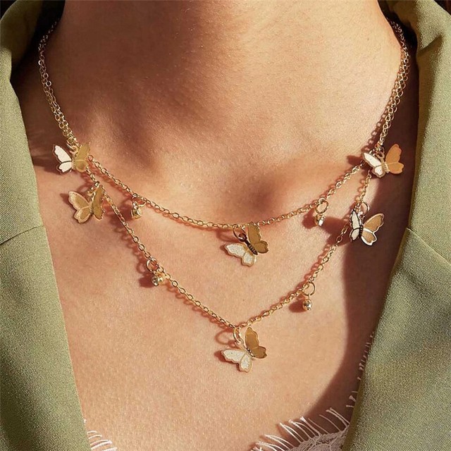 Trendy Butterfly Choker Necklace Clavicle Chain Statement Female